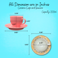 Cups for Tea - Ceramic Cups for Tea with Saucer - Cups for Tea Pack of 6 Stylish Bone China - Tea Cups Set of 6 - Tea Cup with Saucer  - Cup Set of 6 for tea - Tea Cup Set - Cup and Saucer Set - Classic Ceramics - 200ml capacity. 