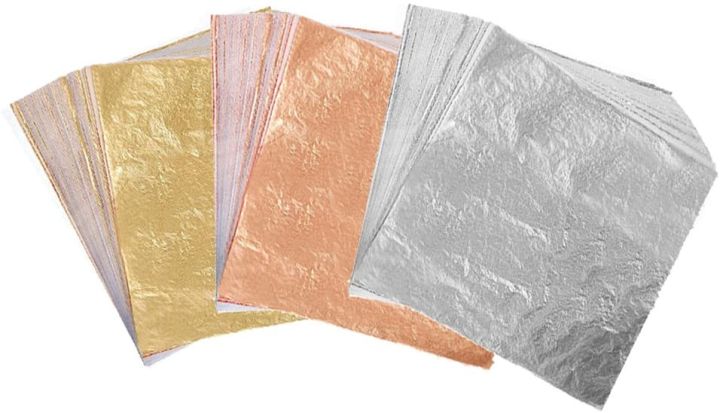 Golden/Silver/Copper Foil Leaf Sheet (6x6 Inch Each) - 100 Pcs