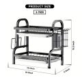 Multi-Tiered Dish Organizer by Matrix Compact 2-3 Tier Dish Rack, Utensil and Plate Holder, Adjustable and Durable Kitchen Storage Solution. 