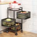 Dream Enterprises 4 & 5 Layer Round Rotating Fruits & Vegetables Storage Shelves Basket Rolling Rack with Breakable Wheels for Kitchen Bathroom Office. 
