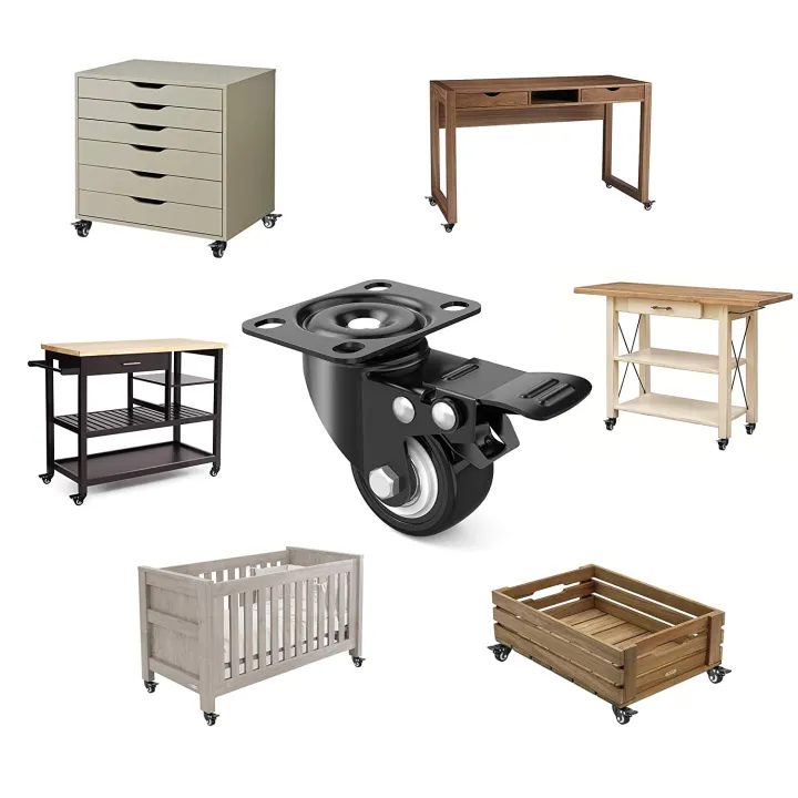 2.5%20inch%20Swivel%20Caster%20Wheels,Rubber%20Base%20with%20Brake%20&%20Top%20Plate%20&%20Bearing%20Heavy%20Duty,%20Total%20Capacity%20600lbs%20(Pack%20of%204)%20-%20Image%204