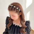 【ETOP】Four Leaf Clover Non-Slip Headband Pearl Women Hair Hoop Double Bangs Hairstyle Korean Style Elegant Temperament Headwear. 