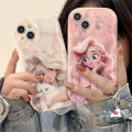 Fantasy Pretty Puss Doodle Case Compatible For IPhone 11 XR X 14 13 12 Pro Max 7 6 8 6s Plus XS Max SE 2020 Cartoon Princess 3D Wavy Curved Edge Shockproof Soft Cover. 