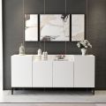 Modern Storage Cabinet For Home (Living Room) Or Office Use With Externally 4 Compartments In Pure White. 