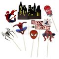 Spiderman Theme Cake Toppers - Cake Toppers - Red Colors - Boys Theme - Pack Of 8 Cake Toppers. 