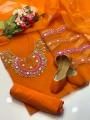 New Fancy Dress for women – Organza Shirt, Plain Kataan Silk Trouser and Organza Dupatta. 