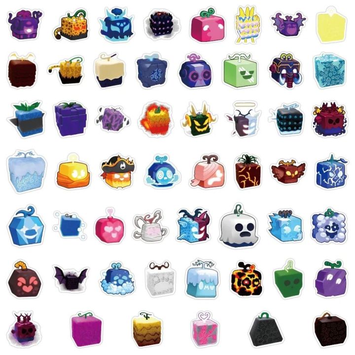 54pcs DIY Notebook Paper Blox Fruits Stickers Blox Fruits Roblox Game Blox Fruits Decorative Sticker Cartoon PVC Roblox Game Anime Stickers Skateboard