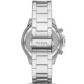 Fossil Bannon Silver Dial Silver Stainless Steel Chronograph Watch For Men BQ2490. 
