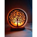 Customized  Himalayan salt lamp with 3d design prints wood design. 
