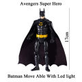 Pack of 3 pcs - Avengers Super Hero Action Figures With Led Light Toys For Kids and Boys Move able Spider Man Bat Man Super Man Spiderman Superman Batman. 