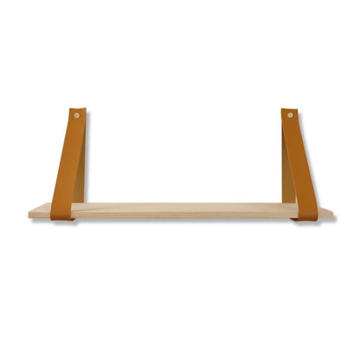 Home Bathroom Pu Leather Hanging Rope Wooden Rack Plant Flower Pot Tray Wall Shelves Organizer Nordic Diy Home Decoration