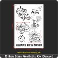 Happy New Year Stencil - Reusable Stencils for Painting - Create DIY Happy New Year Stars Decorative Paper Card Template. ID #583. 