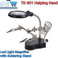 TE-801 LED Clamp Soldering Iron Stand Helping Clamp Vise Clip Tool loupe Magnifying Glass Magnifier Crocodile Clip SMD Hands. 