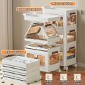 3 Levels Kitchen Trolley with Handles, Multi-Purpose Trolley with Locking Wheels. 