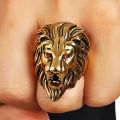 Shiny Non-Fade Red Eyes Lion Head Ring for Boys and Men - Stainless Steel Biker Punk Men's Rings For Boys - Stylish Fashion Jewelry Lion Ring for Men. 