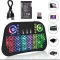 I10 Mini Wireless + Bluetooth Touchpad Keyboard – 7 Color Backlit | 2.4GHz Smart TV & PC Keyboard Mouse. 