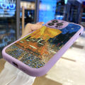 AMORVOR for Samsung A04 Back Cover Oil Painting PU Leather Case Soft Silicone Edge Mobile Cover. 