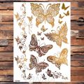 Realistic Elephant Moon Temporary Tattoos For Women Adult Butterfly Lace Mandala Tattoo Sticker Gold Waterproof Chest Tatoo. 