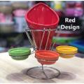 Gibson Ceramic French Fry Holder & Ketchup Cups Set, Fries Cone Basket Stand & Sauce Serving. 