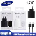 Samsung S20 S22 Ultra 45W Original Super Fast 3.0 Charger PD Quick Charge Adapter Type C For Galaxy S22/S22+/S22 5G/S22+ 5G/S22 Ultra 5G S21/S21+/S21 5G/S21+ 5G/S21 Ultra 5G/S21 FE 5G Note 20/Note 20 5G/Note 20 Ultra/Note 20 Ultra 5G/ Note Z Flip/Z Flip3. 