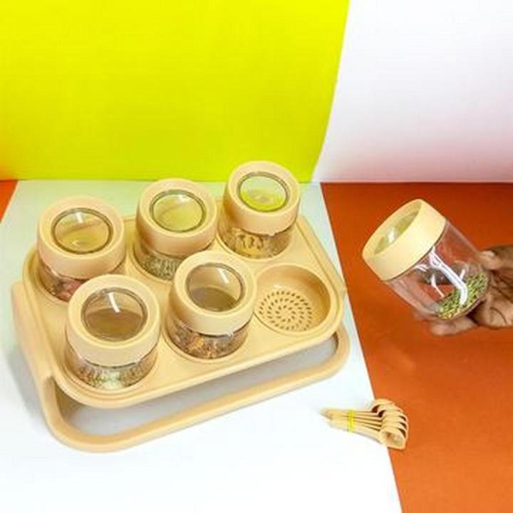 Masala rack spice Daba kitchen stand masala box new design 6pcs set