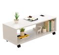 Engineered Wooden Center Table with Wheels Open Storage Organizer (CT-003/White) DIY (Do It Yourself) (90 x 40 x 30 Cm). 