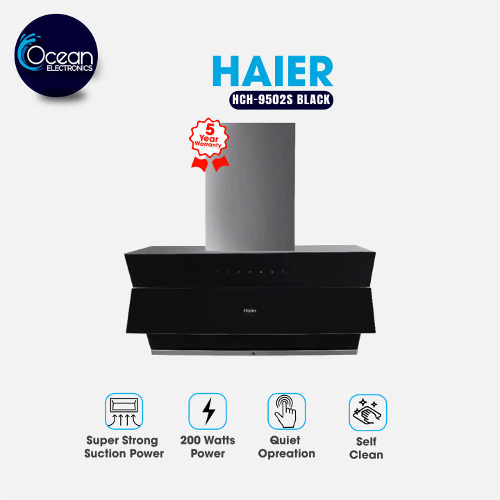 HAIER HOOD HCH-9502S BLACK 3D OIL FILTER   MOTION SENSER WITH 5 YEARS BRAND WARRANTY
