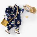Sanlutoz Cute Bear Fleece Thickened Long Sleeve Toddler Jumpsuits Warm Cozy Korean Style Zipper Winter Baby Rompers Clothing. 