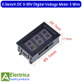 3 Wire DC 0-30V 3 Digit digital display voltage meter with Case 0.56 inch digital voltmeter indication Red display by Electrica. 