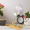 Crystal Rose Artificial Rose Flower Plastic Colorful Rose with Love Shape Base for Valentine's Day, Mother's Day. 