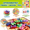 Wooden Alphabet |  Puzzles & Numbers Count Board, Colorful ABC Uppercase Letters/Numbers/Shapes for Kids Toddlers Preschool Early Learning Educational Toys. 