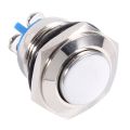 Practical Stainless Steel Push Button Switch 16MM Reset High Round Head Metal Switch Flat Top Self-Resetting Switch Doorbell Replacement. 