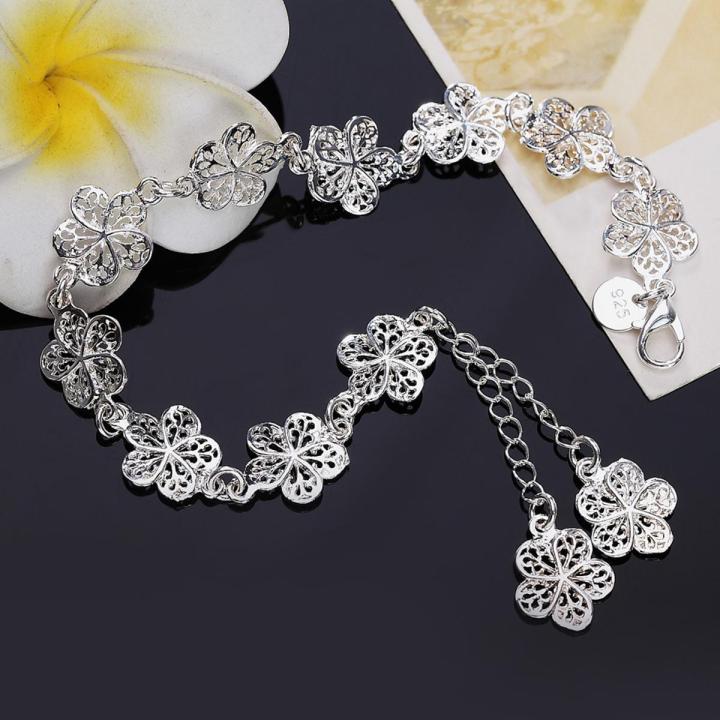 silver color bracelet beautiful flowers for women classic high quality fashion jewelry wholesale JSH-lh013
