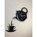 tea pot clock stylish mirror decorator, kettle cup Wall clock modern kitchen wall design clock. 
