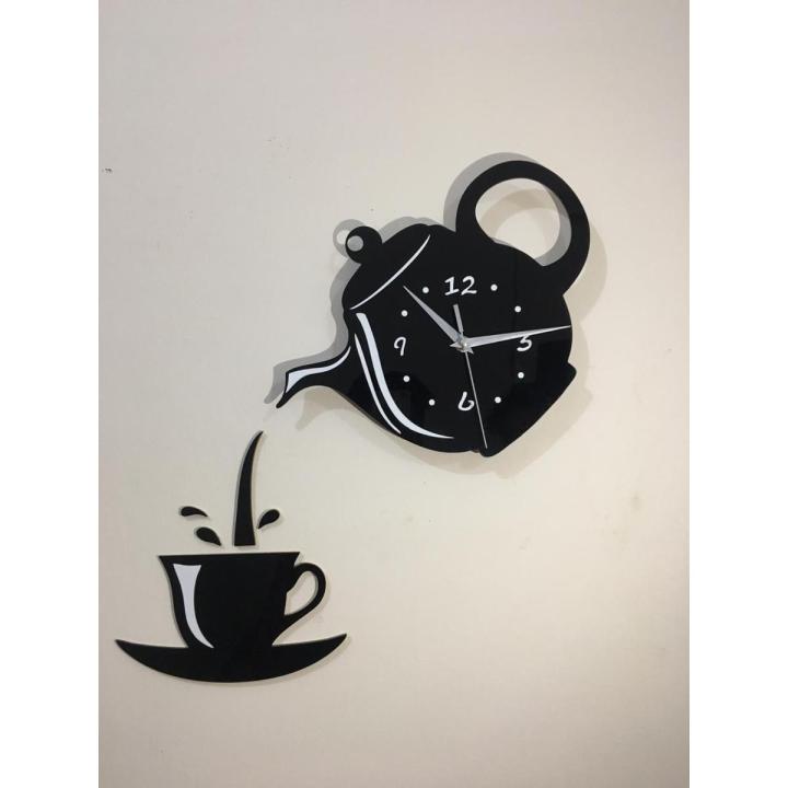 tea pot clock stylish mirror decorator, kettle cup Wall clock modern kitchen wall design clock