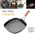 Griddle Pan, 20/24/28cm Iron Steak Frying Pan Square Grill Pan | Enamel Induction, Non-stick, Foldable, Easy Clean for Gas/Induction and Electric Hobs BBQ. 