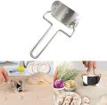 Techmanistan Dumplings Dough Cutter Roller With Handle, Stainless Steel Dumpling Wrapper Mold With Wooden Handle, Dough Circle Roller Machine, Dumpling Wrapper Skin Dough Cutter Circle Roller Ravioli Mold Dumpling Maker. 