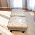 2 SEATER PUFFY SOFA SET IN TURKISH FABRIC (SIZE: 1 SINGLE 22 X 22 INCHES HEIGHT 15 INCHES). 