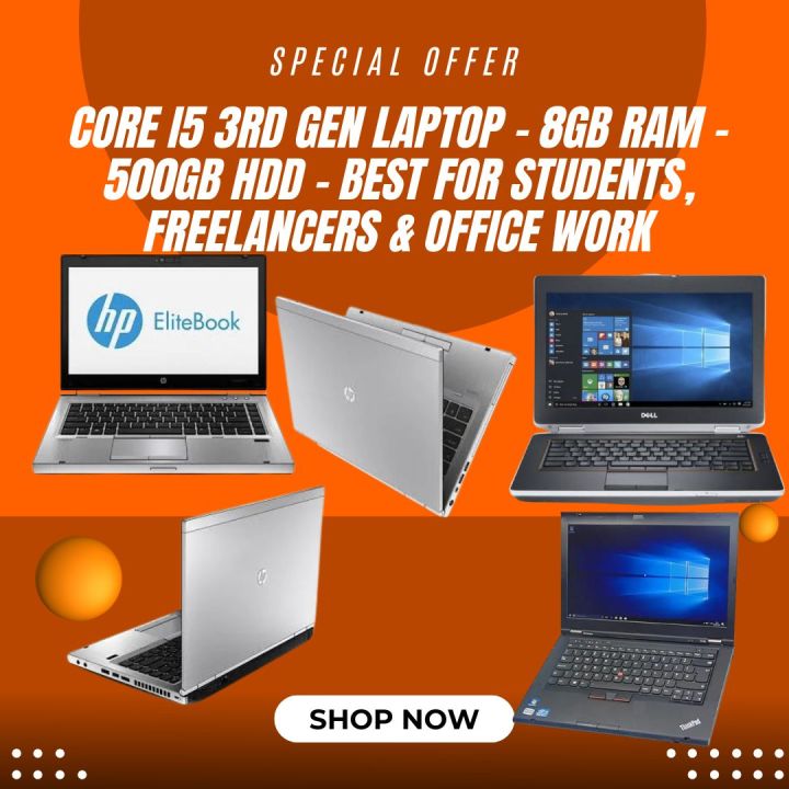 Core i5 3rd Gen Laptop – 8GB RAM – 500GB HDD – Best for Students, Freelancers & Office Work
