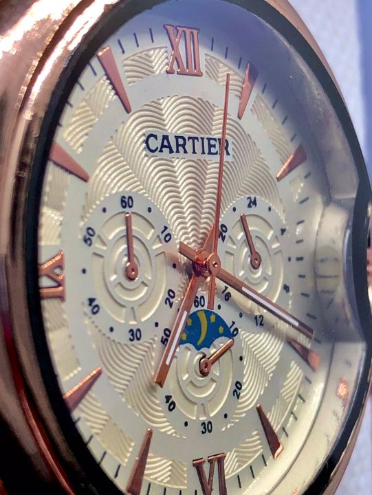 Cartier Mens Watch Roman Symbols chain straps Silver Gold Watch