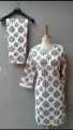 Smar's Fashion Stitched Leaf Printed 2pc Dress for Women and Girls. 