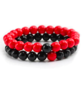 1 Pair 2Pcs/Set Couples Classic Red And Black Bracelet 8MM Natural Stone Bracelets Gift. 
