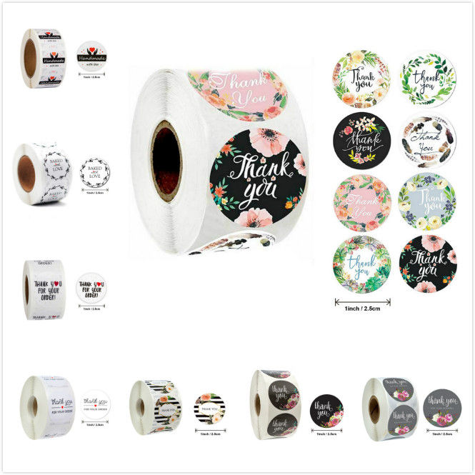 RHS Online 500PCS One Roll Thank You Stickers Kraft Paper Sticker