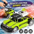 Remote Control Rock Monster Car with Lights & Flame Spray Function Stunt Car - 1:20 Scale - Four Channel - Operated Battery - Green. 