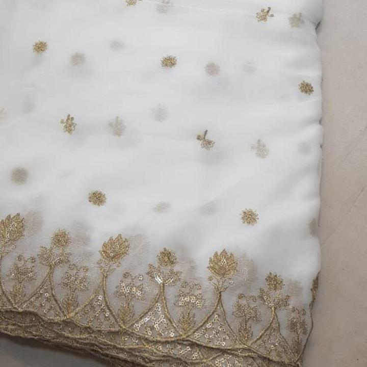 New Fancy Embroidered Dyeable Chiffon Dupatta - 2.5 Yards