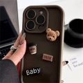 Cute 3D Bear Coffee Milk Candy Liquid Phone Case For iPhone 11 13 12 14 15 Pro Max XR XS Max Korean Cartoon Cover. 