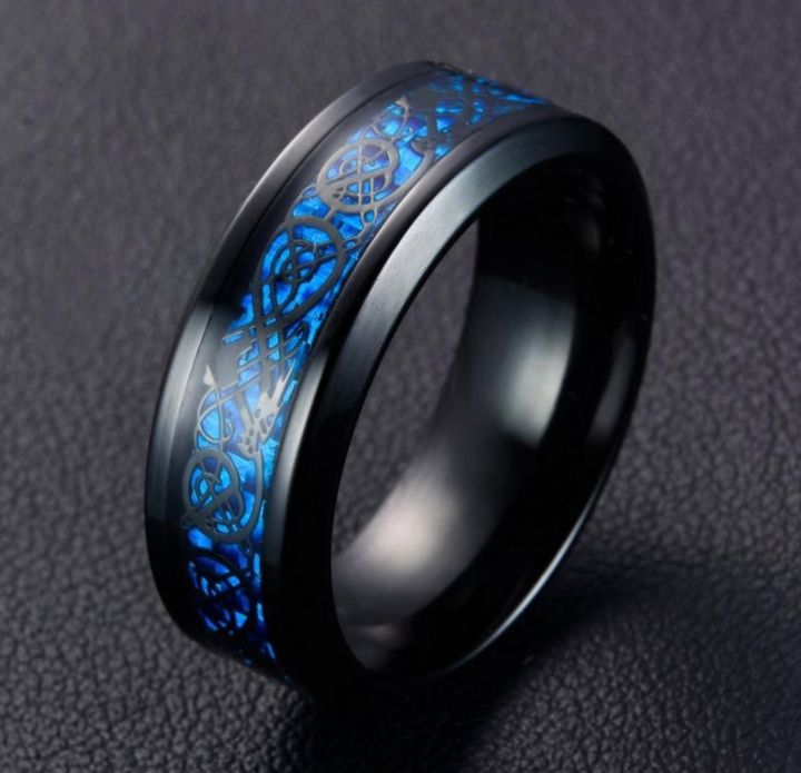 TUNGSTEN DRAGON BLUE LIGHTNING RING FOR BOYS - NEVER FADE