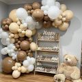 80 Dark Brown Light Brown & White Mix Latex Balloons Pack For Birthday & Party Decorations. 