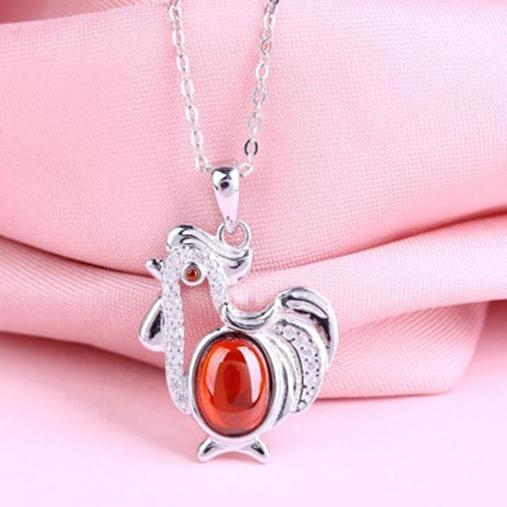 925 Sterling Silver zircon chicken Necklaces Pendant Fashion Sterling Silver Jewelry Statement for Women Bijoux