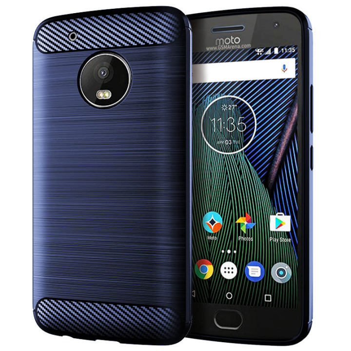 lthmy for Motorola Moto G5 Plus Case Carbon Fiber TPU Soft Silicone Back Cover Armor Phone Case Casing